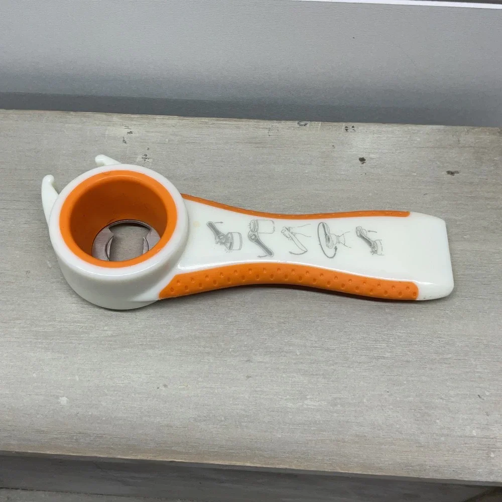5-in-1 Multi-Purpose Kitchen Opener Tool White Orange Ergonomic Grip Gadget